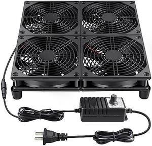 Wathai 120mm x 4 Router TV Box Fan 110v - 240v Big Airflow with Speed Control for DIY Gaming Consoles, Amplifiers, Xbox, Laptop Stand, Mining Machines Devices Cooling