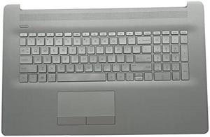 wzqrps Replacement Laptop Upper Case Palmrest Non-Backlit ODD Keyboard Touchpad with PTP Assembly Part for HP 17T-by 17-by 17-CA 17Z-CA L92785-001 Silver