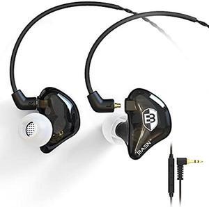 BASN Bsinger PRO in-Ear Monitors Hybrid Dynamic Dual Drivers Two Detachable MMCX Cables Musicians in-Ear Earbuds Headphones (Black)