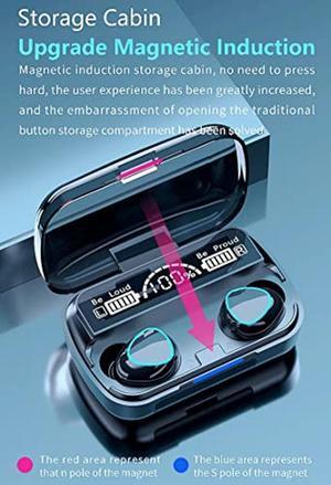 Wireless in-Ear Headphone Earphone Sports Waterproof Touch Headset LED Display Bass Earbuds (Black)