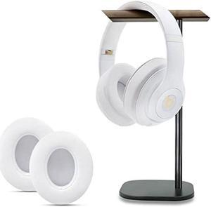 Replacement Ear Pads for Beats Studio 3, Ear Cushions for Beats Studio 2&Studio 3 Wired & Wireless, Walnut Wood Headphone Stand Headset Holder for Desk,Dual Headphones Stand with Great Stablity