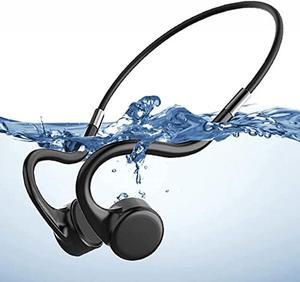 Mp3 Player Bone Conduction Headphones Waterproof for Swimming Open Ear Wireless Sport Earphones IPX8 Built-in 8GB Memory for Running Diving Water Gym Spa (Black-Touch Control)
