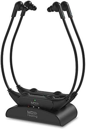 QuietTV Wireless Headphones for TV from MDHearing, Comfortable TV Headset, Plug & Play, Rechargeable, Perfect for Seniors, Assists Hearing, Includes Charging Base and Two Headphone Sets