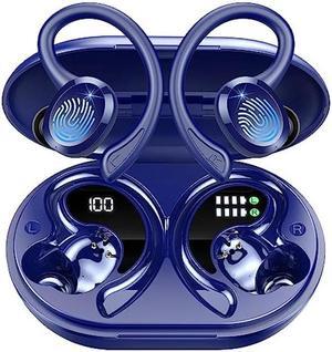 Wireless Earbuds Bluetooth Headphones Sport, Bluetooth 5.3 Earbuds Immersive HiFi Stereo Over-Ear Buds, 48Hrs Earphones in Ear with Earhooks, HD Mic, IP7 Waterproof Headset for Workout Running (Blue)