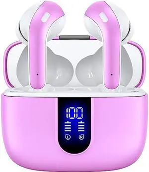 TAGRY Bluetooth Headphones True Wireless Earbuds 60H Playback LED Power Display Earphones with Wireless Charging Case IPX5 Waterproof Earbuds with Mic for TV Smart Phone Computer Laptop Sports
