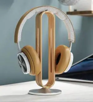 Woodaloo Wooden Nordic Headphone Stand | Wood Headphone Holder | Gaming Headphone Stand | Unique Headphone Stand | Headset Stand Accessory | Desk Headphone Stand (Bamboo)