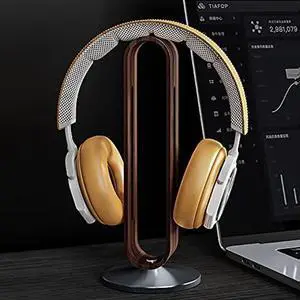 Woodaloo Wooden Nordic Headphone Stand | Wood Headphone Holder | Gaming Headphone Stand | Unique Headphone Stand | Headset Stand Accessory | Desk Headphone Stand (Walnut)