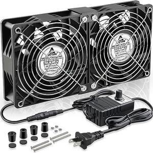 GDSTIME Dual 120mm x 38mm Computer Fan with AC Plug, AC 110V-240V Variable Speed Fan 240mm for DIY Cooling Mining Rig Server Case Grow Rack AV Cabinets Room to Room Basement Garage Ventilation Exhaust