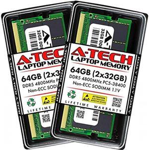 A-Tech 64GB (2x32GB) DDR5 4800 MHz SODIMM PC5-38400 CL40 262-Pin 2Rx8 1.1V Laptop RAM Memory Modules