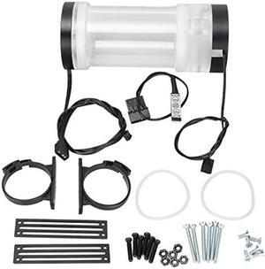200ML PC Water Cooling Tank, Acrylic Cylinder Water Reservoir Tank with RGB Lighting Effects, Temperature Display for PC Computer, Adopts G1/4 General Hole Position(Black Red Temperature Display)