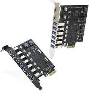 USB 3.0 PCI-e Expansion Card 7Port + PCIe to 2Port USB C&6Port USB 3.0