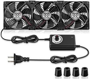 WDERAIR 3 x 120mm High CFM 110v-240v Computer Pc Case Fan with AC Plug for Cooling CPU Cabinets, PS4, Small Box, RV Refrigerator, Window, Registered Booster for DIY Exhaust Project