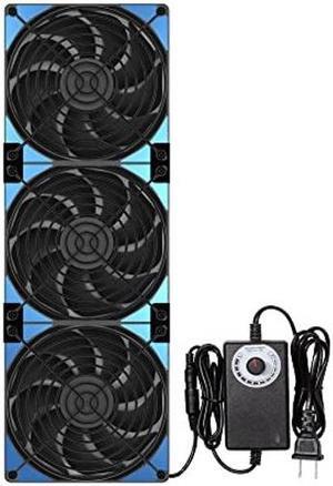 120mmx3 360mm Adjustable Computer PC Vent Fans 3-12V Speed Controller for Chicken Coop Rack Space Window Wall Cabinet Server Mining Rig Exhaust Cooling