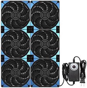 120mmx6 720mm Adjustable Computer PC Vent Fans 3V-12V Speed Controller for Flexible Arrange Cabinet Rack Space Window Wall Server Mining Rig Chicken Coop Exhaust Cooling