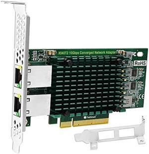 FebSmart PCIE X8 Interface to 2X 10Gbps RJ45 Ports Network Adapter, Intel X540-AT2 Ethernet Controller, 2X 10GbE RJ45 Interface PCIE NIC Card, PCI Express 10GbE Converged Network Adapter (X540T2)