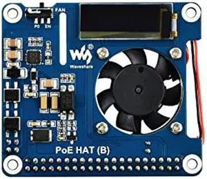 Waveshare PoE HAT (B) for Raspberry Pi 3B+/4B 802.3af Power-Sourcing Equipment Required