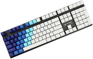 YMDK Double Shot 108 Dyed PBT Shine Through OEM Profile Keycap Rainbow Carbon Sunset Backlit Keycaps for MX Switches Mechanical Keyboard(Only Keycap) (Blue White Gradient)
