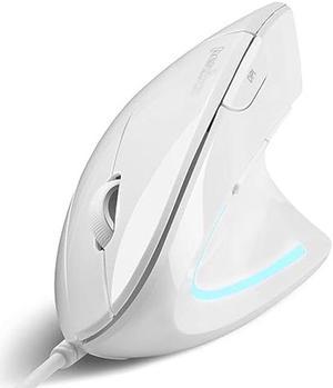 Perixx PERIMICE-513W Wired Ergonomic USB Mouse - 6 Buttons with 1000/1600 DPI - Vertical Right-Handed Design - White