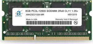 Adamanta 8GB (1x8GB) Compatible for Dell Alienware, Inspiron, Latitude, Optiplex, Precision, Vostro DDR3L 1600Mhz PC3L-12800 SODIMM 2Rx8 CL11 1.35v Notebook Laptop Memory RAM Upgrade P/N SNPN2M64C/8G