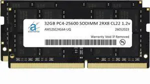 Adamanta 64GB (2x32GB) DDR4 3200MHz (or 2933MHz or 2666MHz) PC4-25600 SODIMM Samsung IC 2Rx8 CL22 1.2v Non-ECC Unbuffered Notebook Gaming Laptop Memory Upgrade RAM