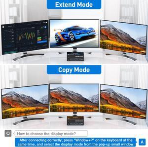 KVM Switch 2 Computers 3 Monitors, USB 3.0 HDMI + DisplayPort 8K@30Hz/4k@144Hz Triple Monitor DP KVM Switcher for 2 Computer Share 3 Display and 4 USB 3.0 Devices, Wired Remote Included