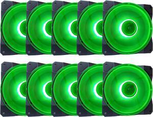 APEVIA CO1012L-GN Cosmos 120mm Green LED Ultra Silent Case Fan w/ 16 LEDs & Anti-Vibration Rubber Pads (10 Pk)