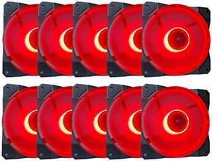 APEVIA CO1012L-RD Cosmos 120mm Red LED Ultra Silent Case Fan w/ 16 LEDs & Anti-Vibration Rubber Pads (10 Pk)