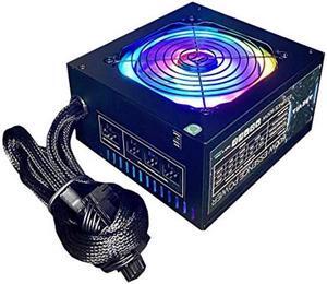 Apevia ATX-ES600-RGB Essence 600W ATX Semi-Modular Gaming Power Supply with Auto-Thermally Controlled 120mm RGB Fan, 115/230V Switch, All Protections