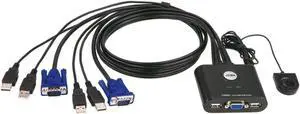 ATEN CS22U 2-Port USB KVM Switch Remote Port SELECTOR, 0.9M Cables