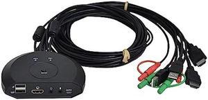 Bytecc HDMI Switch,2-Port HDMI KVM Switch with Audio,4K60Hz HDMI KVM Switches for 2 PC Sharing One HD Monitor and Keyboard Mouse,2 USB Cable and 2 HDMI Cable