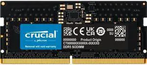 Crucial RAM 8GB DDR5 4800MHz CL40 Laptop Memory CT8G48C40S5