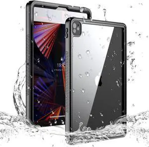AICase iPad Pro 12.9 inch 2021 Gen 5 Waterproof Protective Dustproof Shockproof Cover with 360 Full-Body Protection, with Lanyard and Kickstand