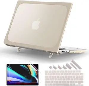 Batianda Case for New MacBook Pro 14 Inch 2024 M4 2023 2021 Release with M3 M2 M1 Pro/Max Chip Model A3112/A2918/A2992, Heavy Duty Protective Hard Shell with Foldable Kickstand & Keyboard Cover,Khaki