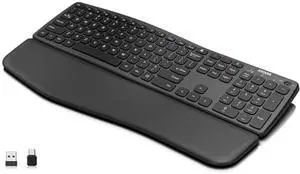 Arteck Multi-Device Comfortable Wireless Bluetooth Keyboard with Nano USB-A, USB-C Type C Receiver Palm Wrist Rest Full Size Keyboard for Windows iPad OS Android, Computer Desktop Laptop PC Tablet