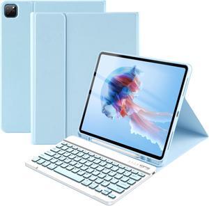 Compatible for iPad Pro 12.9 Inch Case With Keyboard - Thin & Light for 6th/5th/4th/3rd Generation (2022-2018), Bluetooth Detachable Keyboard, Blue