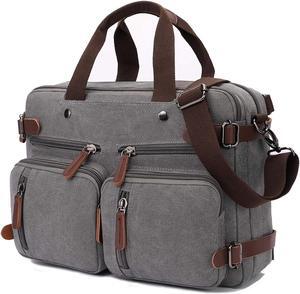 CROCOD 3 in 1 Convertible Laptop Backpack, 17.3 inch Messenger Bag for Men, Multi-Functional Travel Laptop Bag for College Men Women (17.3 Inch, Grey)