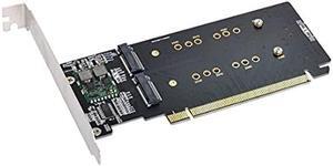 CY M.2 NVME to PCIe Adapter,Dual 2X 4X NVME M.2 AHCI to PCIE Express 3.0 Gen3 X8 X16 Raid Card Adapter VROC Raid0 Hyper Adapter
