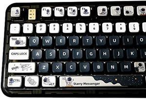 PBT Pudding Keycaps, Astronaut Theme Keycaps, 117Keys Sublimation Keycap Set, ASA Profile Custom Keycaps for Cherry Gateron MX Switch Mechanical Keyboard
