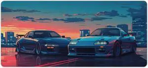JDM Car Desk Mats on Top of Desks Pad Japanese Large Mouse Pads Gaming Cool Classic Sports Car JDM Big Mousepad for Desktop Keyboard Computer Mat 35.4 x 15.7 inch