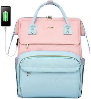 LOVEVOOK Laptop Backpack for Women Fashion Business Computer Backpacks Travel Bags Purse Doctor Nurse Work Backpack with USB Port, Fits 15.6-Inch Laptop Pink-Sky Blue
