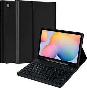Keyboard Case for Samsung Galaxy Tab S6 Lite 10.4" 2020(SM-P610/ SM-P615), with Pencil Holder and Detachable Wireless Bluetooth Keyboard, Multi-Angle Viewing Soft TPU Back Cover(Black)