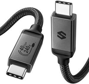 Silkland USB 4 Cable 240W for Thunderbolt 4 Cable 6.6FT 40 Gbps Transfer, 8K@60Hz, 4K@120Hz, PD 3.1 Fast Charging Compatible with Thunderbolt 4/3, iPhone 15, MacBook Pro, Docking eGPU SSD Monitor