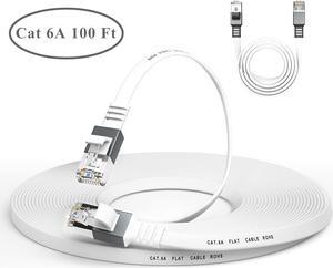 (Cat 8 20 Ft + Cat 6a 100 Ft) Ethernet Cable,Durable Flat Internet Network LAN Cable with Slim High Speed Gigabit Computer Wire with RJ45 Connectors, White
