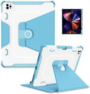 TASSKTO for iPad Pro 12.9 inch Case(6th 5th 4th 3rd Generation) with 360 Kickstand Hand Strap Pen Holder, Dual Layer Shockproof iPad Pro 12.9 Case for Kids