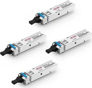 Tongyu 4PCS/pack SFP LC 1.25Gb/s Module 1310nm/1550nm 20km Bi-directional Transceiver for Cisco, Ubiquiti UF-SM-1G Netgear Mikrotik Other Open Switches 1000Base-LX Ethernet Metro/Access Networks