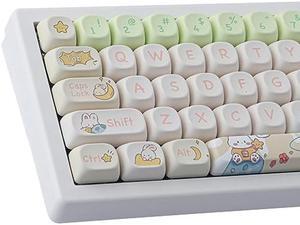 TYRIXKI Keycaps 143 Keys PBT Custom Keycaps Rabbit Cute Keycaps Set MOA Profile Keycaps for Cherry Gateron MX Swithes Mechanical Keyboards, for Mac Windows PC Keyboard