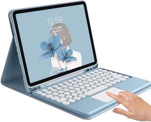 HENGHUI Keyboard Case for iPad Mini 6th Generation Touchpad Detachable Keyboard with Pencil Holder Round Key Color Slim Smart Cover for iPad Mini 6 2021 8.3 inch 2021, Blue