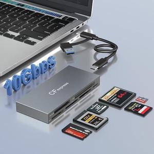 CFexpress Type B Card Reader, 6-in-1 USB 3.2 10Gbps CFexpress Card Reader Adapter for CFexpress Type B/SD/TF/MS/XD/CF Memory Card, CF Express Card Reader Read 6 Cards Simultaneously