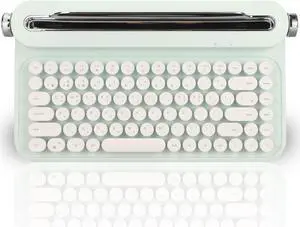 86 Keys Wireless Typewriter Keyboard, Retro Keyboard with Integrated Stand, Bluetooths Keyboard with Cute Round Keycaps for Multi Device for PC (Mint Green)