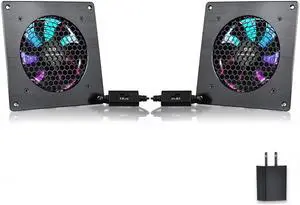 SCCCF USB RGB cabinet 120MM fan Quiet Cooling RGB Fan System 6" with Speed Control, for Home Theater AV Cabinets2 pack fans